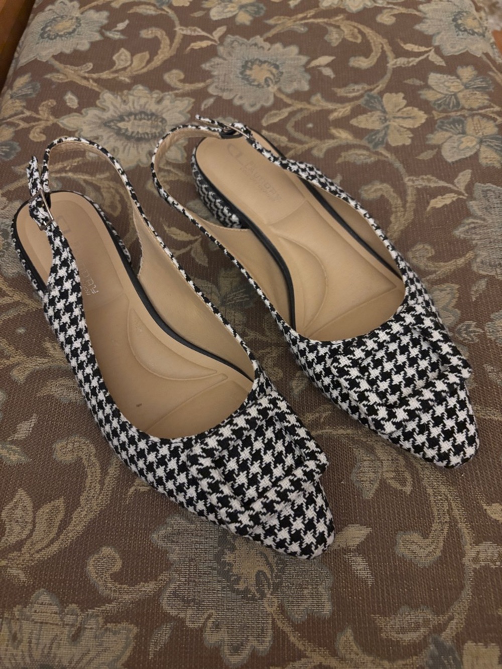 Black and White Houndstooth Slingback Flats